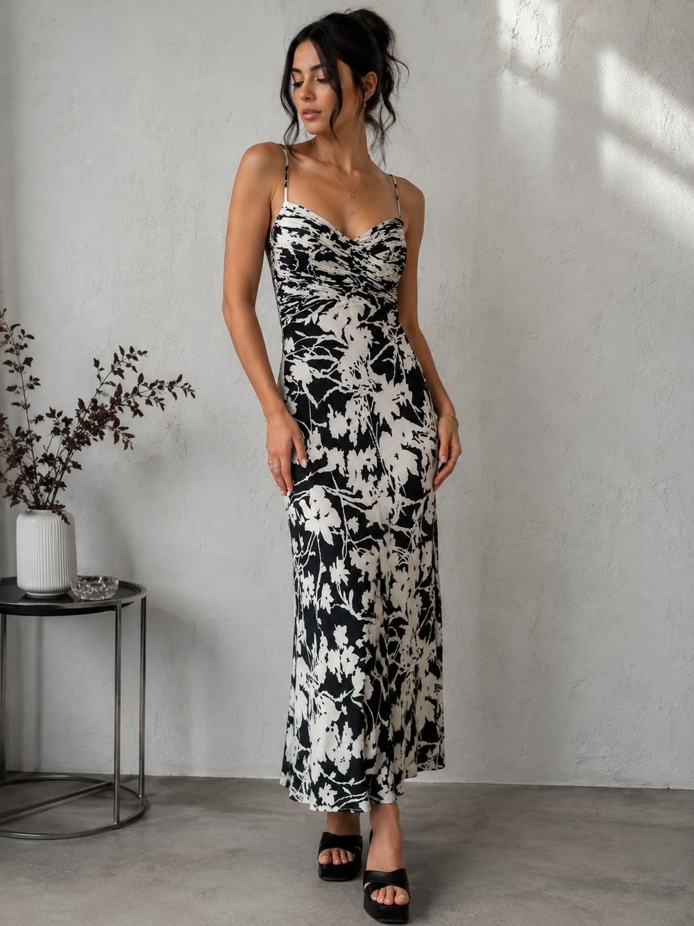 Vintage Y2K Zola Ice 100% Silk Beaded Floral Maxi 2000s Formal